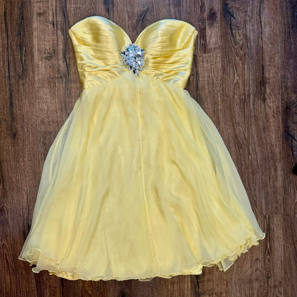 Sherri Hill Yellow Beaded Short Dress Size 8